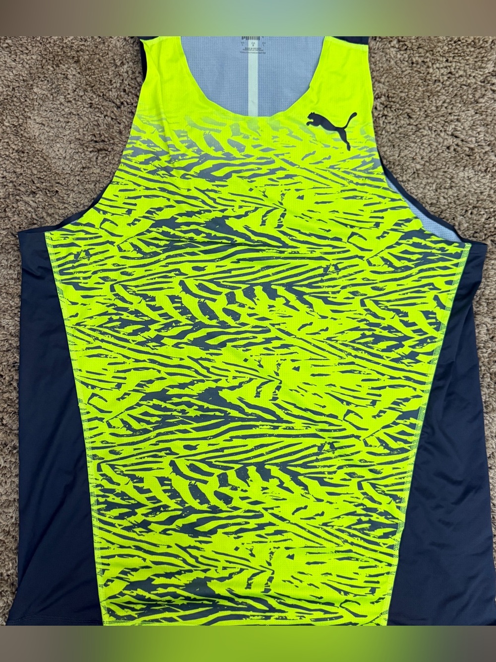 Puma Men’s Neon Yellow and Navy Swim Rash Guard Tank